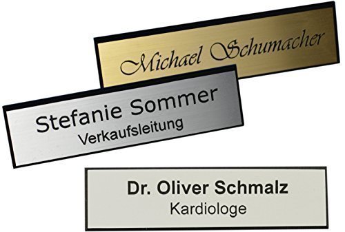 Kunststoff Namensschild mit facettiertem Rand incl. Gravur Magnet silberfarbig, goldfarbig oder weiss graviert Namensschilder mit Facette Magnet (silber, 64 x 16 mm) von Schmalz®