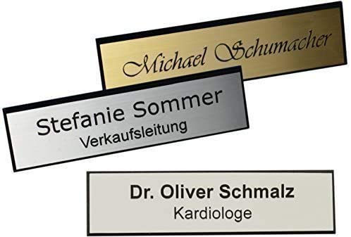 Kunststoff Namensschild mit facettiertem Rand incl. Gravur Magnet silberfarbig, goldfarbig oder weiss graviert Namensschilder mit Facette Magnet (weiss, 64 x 16 mm) von Schmalz®