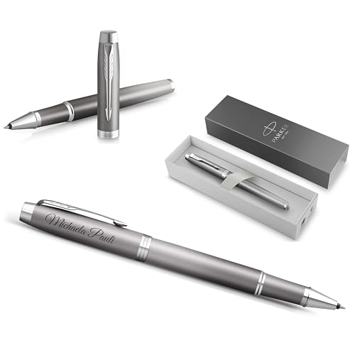 Parker IM Rituals Grey Chrome Rollerball mit Gravur | Premium Stift | Geschenkbox | personalisiertes Geschenk | | Geburtstag (Rollerball, Grey Chrome) von Schmalz®