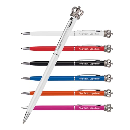 Schmalz® 50 Stück Schlanker Drehkugelschreiber aus Metall mit Krone – Gravur personalisiert – Hochwertiger Kugelschreiber als Geschenk für Männer & Frauen (50) von Schmalz®