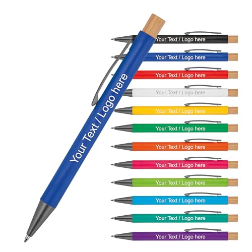 Schmalz® Kugelschreiber aus recyceltem Aluminium mit Bambusdrücker & Metallclip – Großraummine blau schreibend – personalisierbar mit Gravur und/oder Logo (25) von Schmalz®