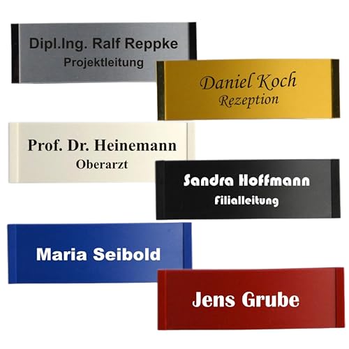 Schmalz® Kunststoff Namensschild, Größe 68x22 mm, mit Magnet oder Nadel, mit Einzelnamen, personalisiertes Namensschild, Magnetbefestigung, Name Badge, Namensschild für Kleidung (blau) von Schmalz®