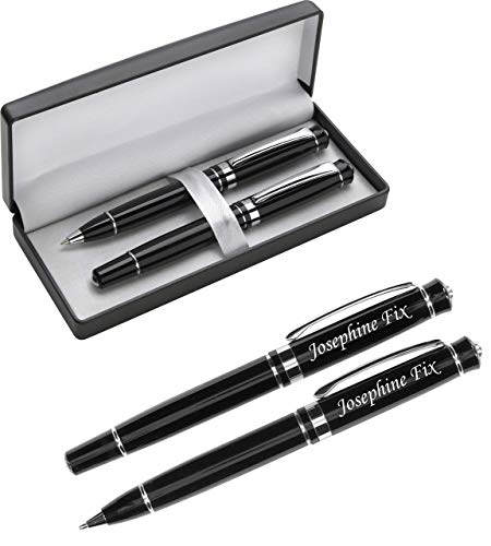 Schmalz® Trendiges Metall Schreibset mit Gravur - Modell FACTORY elegante Drehfunktion schwarz/schwarze Mine - Geschenk zum Geburtstag mit Geschenk-Etui von Schmalz®