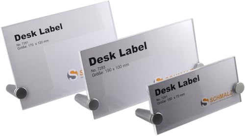 Schmalz Tisch-Namensschild aus Acryl inkl. hochwertige Kupferständer Silber veredelt Display Tischaufsteller (150 x 70 mm) von Schmalz®