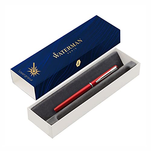 Waterman Allure Füller mit Gravur | in Rot| Geschenk für Mann und Frau | inspiriert von Pariser Mode | personalisiert | graviert | Blaue Tinte | Mittlere Spitze | edle Lasergravur von Schmalz®