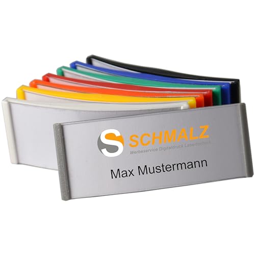 Schmalz Werbeservice 10 Stück Kunststoff Namensschild 75x30mm versch. Farben ABS-Kunststoff Nadel/Magnet (Weiss) von Schmalz®