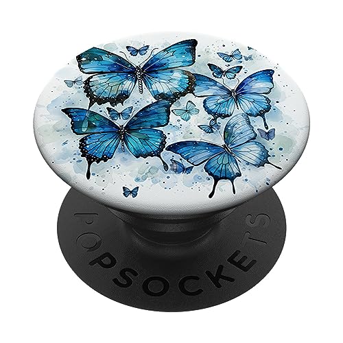 Schmetterling blaue Schmetterlinge Natur blauer PopSockets Klebender PopGrip von Schmetterling und fliegende Insekten Designs