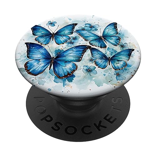 Schmetterling blaue Schmetterlinge Natur blauer PopSockets mit austauschbarem PopGrip von Schmetterling und fliegende Insekten Designs