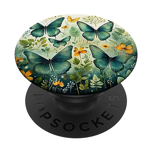Schmetterling grüne Schmetterlinge Natur orange grünes PopSockets mit austauschbarem PopGrip von Schmetterling und fliegende Insekten Designs