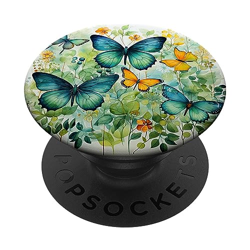 Schmetterling grüne Schmetterlinge Natur orange grünes PopSockets mit austauschbarem PopGrip von Schmetterling und fliegende Insekten Designs