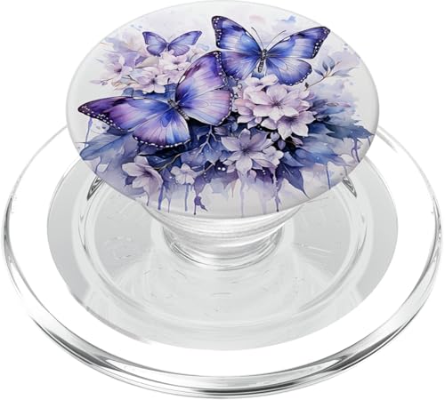 Schmetterling lila Schmetterlinge Natur blauer PopSockets PopGrip für MagSafe von Schmetterling und fliegende Insekten Designs