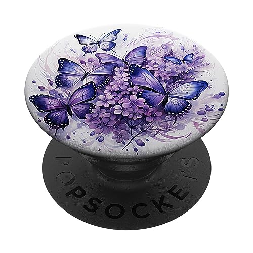 Schmetterling lila Schmetterlinge Natur blauer PopSockets mit austauschbarem PopGrip von Schmetterling und fliegende Insekten Designs