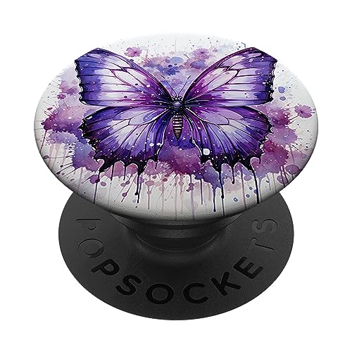 Schmetterling lila Schmetterlinge Natur blauer PopSockets mit austauschbarem PopGrip von Schmetterling und fliegende Insekten Designs