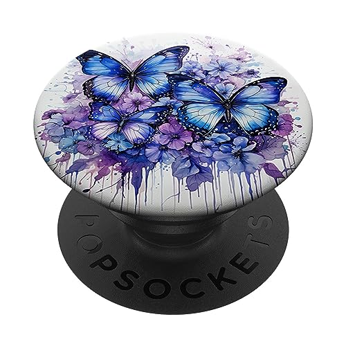 Schmetterling lila Schmetterlinge Natur blauer PopSockets mit austauschbarem PopGrip von Schmetterling und fliegende Insekten Designs