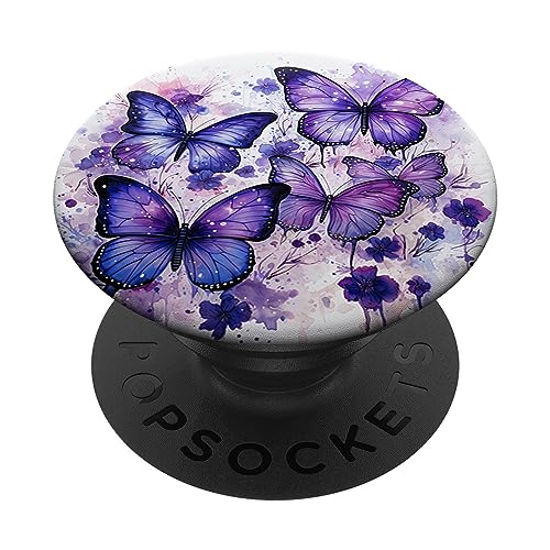 Schmetterling lila Schmetterlinge Natur blauer PopSockets mit austauschbarem PopGrip von Schmetterling und fliegende Insekten Designs