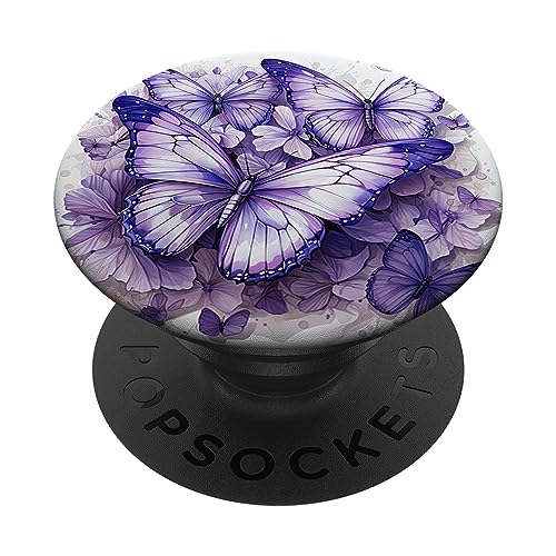 Schmetterling lila Schmetterlinge Natur blauer PopSockets mit austauschbarem PopGrip von Schmetterling und fliegende Insekten Designs