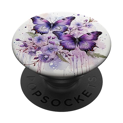Schmetterling lila Schmetterlinge Natur blauer PopSockets mit austauschbarem PopGrip Schmetterling lila Schmetterlinge Natur blauer PopSockets mit austauschbarem PopGrip von Schmetterling und fliegende Insekten Designs