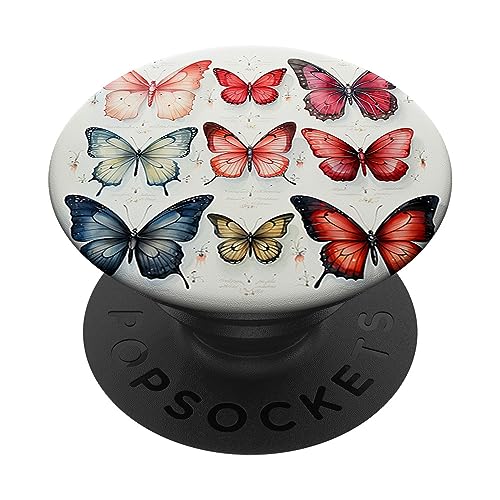 Schmetterling rote Schmetterlinge Natur roter PopSockets mit austauschbarem PopGrip von Schmetterling und fliegende Insekten Designs