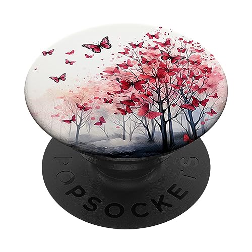 Schmetterling rote Schmetterlinge Natur roter PopSockets mit austauschbarem PopGrip von Schmetterling und fliegende Insekten Designs