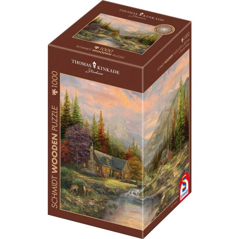 Holzpuzzle Thomas Kinkade Studios: Bergkulisse mit Bach von Schmidt Spiele