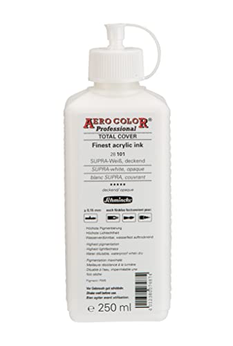 Schmincke - AERO COLOR® Professional, SUPRA Weiß, deckend, 250 ml, 28 101 027, feinst-flüssige, farbstarke Acrylfarbe für Acrylmalerei, Airbrush, Mixed Media von Schmincke