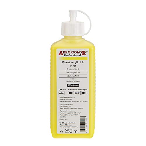 Schmincke - AERO COLOR® Professional, Zitronengelb, 250 ml, 28 201 027, feinst-flüssige, farbstarke Acrylfarbe für Acrylmalerei, Airbrush, Mixed Media Schmincke - AERO COLOR® Professional, Zitronengelb, 250 ml, 28 201 027, feinst-flüssige, farbstarke Acrylfarbe für Acrylmalerei, Airbrush, Mixed Media von Schmincke