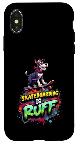 Lustiges Skateboard-Geschenk für Schnauzer-Hundebesitzer Hülle für iPhone X/XS Lustiges Skateboard-Geschenk für Schnauzer-Hundebesitzer Hülle für iPhone X/XS von Schnauzer Fun Designs