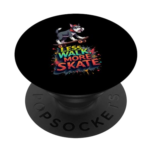 Lustiges Skateboard-Geschenk für Schnauzer-Hundebesitzer PopSockets Klebender PopGrip von Schnauzer Fun Designs