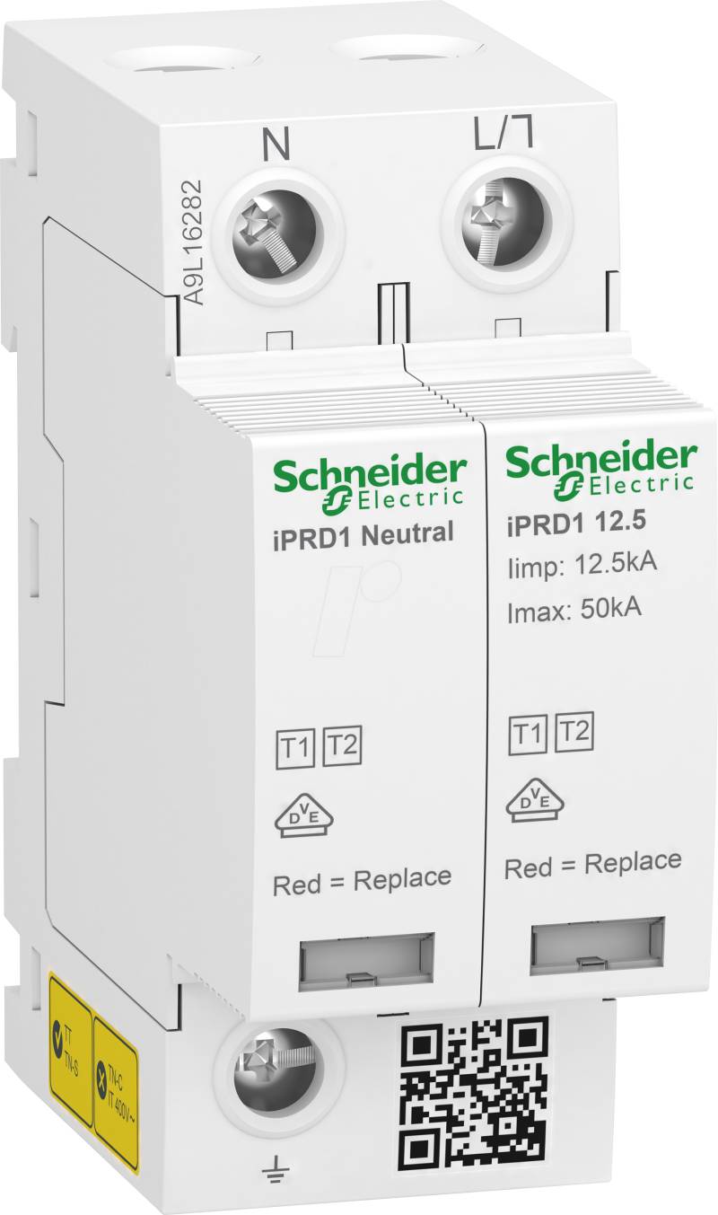 A9L16282 - Kombiableiter T. 1+2, Acti9 iPRD1 12.5r, 1P+N, 230V AC, Imax 50k von Schneider Electric