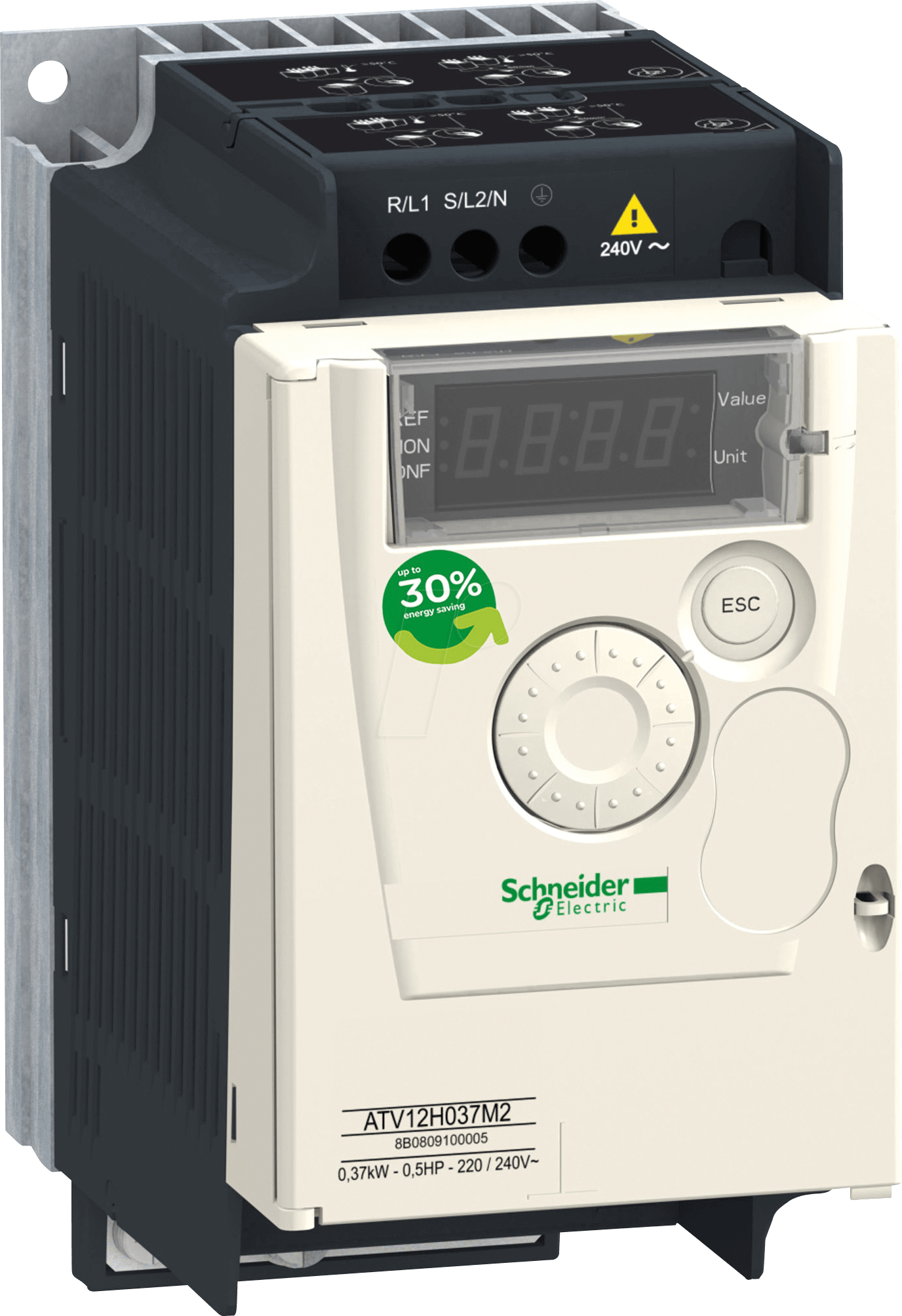 ATV12H055M2 - Frequenzumrichter, 1-phasig, 200 - 240 V, 0,55 kW, IP20 ATV12H055M2 - Frequenzumrichter, 1-phasig, 200 - 240 V, 0,55 kW, IP20 von Schneider Electric