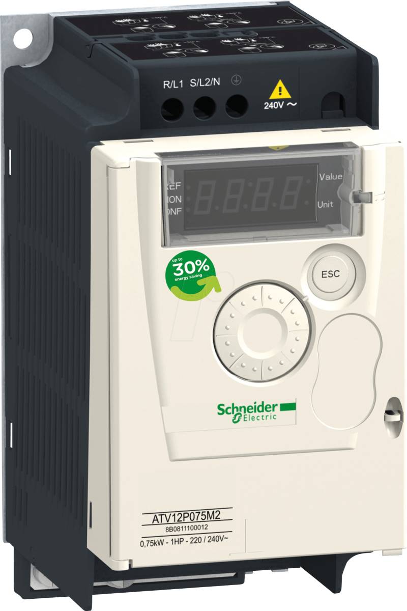 ATV12P075M2 - Frequenzumrichter, 1-phasig, 200 - 240 V, 0,75 kW, IP20 von Schneider Electric