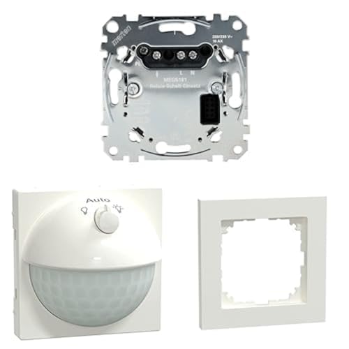 Bundle aus Merten MEG5161-0000 Unterputz Relais-Schalt Einsatz + Merten - ARGUS Sensor-Modul mit Schalter Für System M Bewegungsmelder Polarweiß Glänzend + Merten M-Pure Rahmen 1-fach,MEG4010-3619 von Schneider Electric