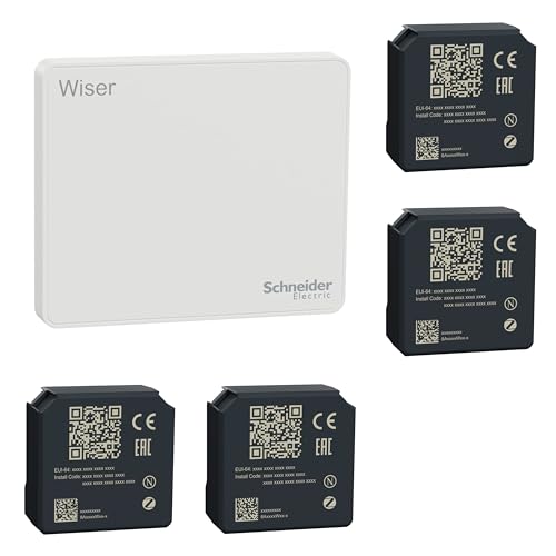 Bundle aus Schneider Electric Merten Wiser Hub (2. Generation) Smart Home, Weiss + 4x Wiser Smart Home Jalousieaktor 1fach Unterputz von Schneider Electric