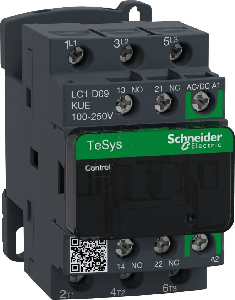 LC1D09KUE - Leistungsschütz, TeSys D, 3-pol, 1 Schließer/1 Öffner, 4 kW, 9 A von Schneider Electric