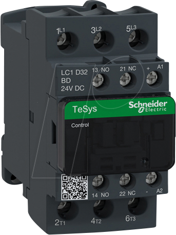 LC1D32BD - Leistungsschütz, 3-polig, 15 kW/32 A, 400 V, Spule 24 V DC von Schneider Electric