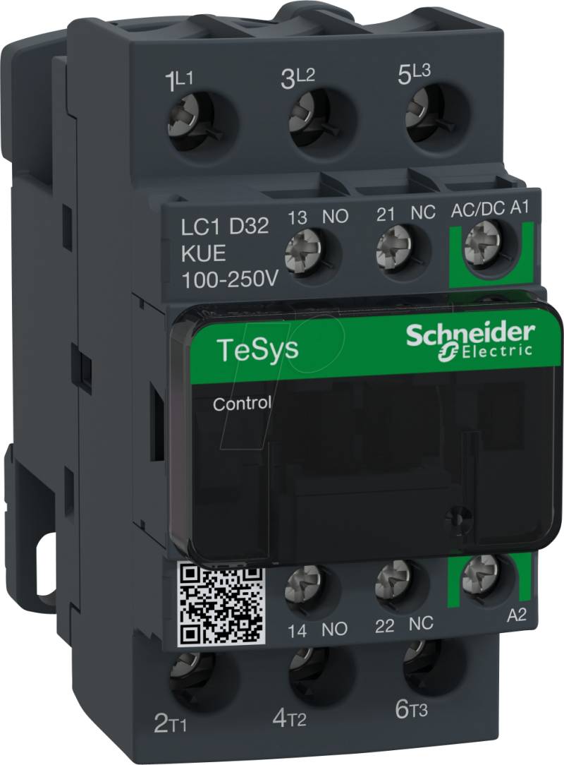 LC1D32KUE - Leistungsschütz, TeSys D, 3 -pol, 1 NC, 1 NO, 100 … 250 V von Schneider Electric