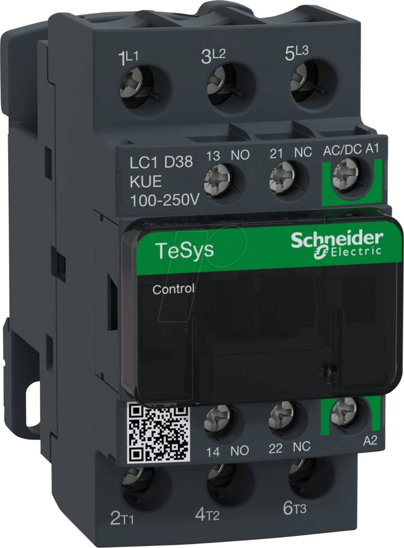 LC1D38KUE - Leistungsschütz, TeSys D, 3 -pol, 1 NC, 1 NO, 100 … 250 V von Schneider Electric