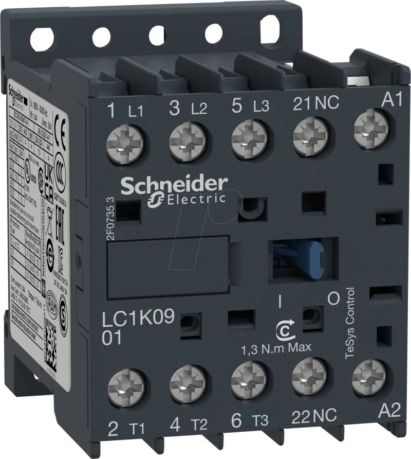 LC1K0901P7 - Leistungsschütz, TeSys K, 3 -pol, 1 NC, 230 V von Schneider Electric