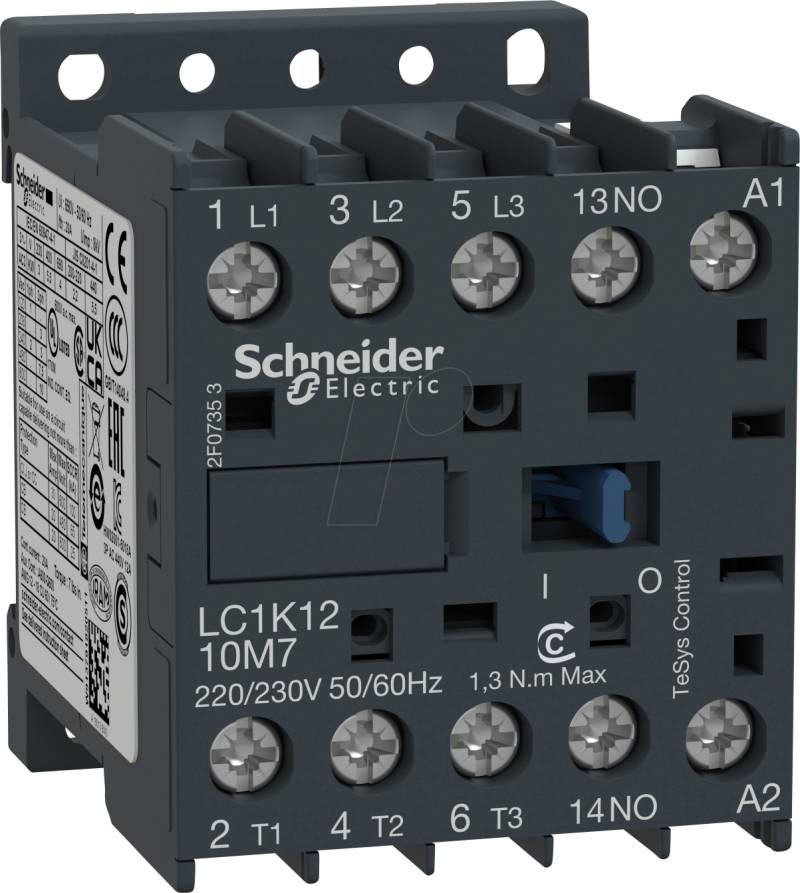 LC1K1210P7 - Leistungsschütz, TeSys K, 3+1 NO, 5,5 kW, 12 A von Schneider Electric