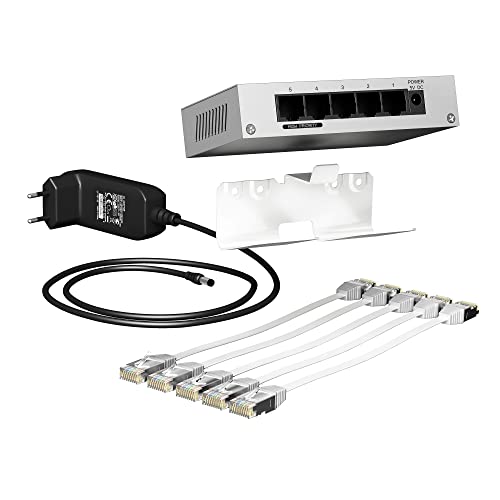 Lexcom Home InformAtischer Switch – 1 Gbit/S – 5 Ports + 5 Kabel + Halterung von Schneider Electric