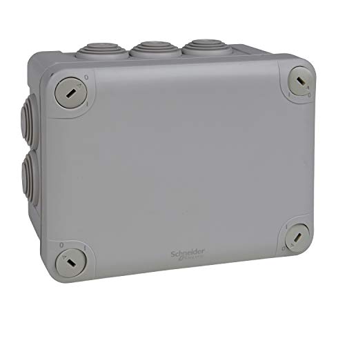 Schneider Electric Mureva Box Abzweigdose, 10 Tüllen Ø 25mm, geeignet für Feuchträume, IP55 - IK07 Wasserdicht, Halogenfrei, Grau von Schneider Electric