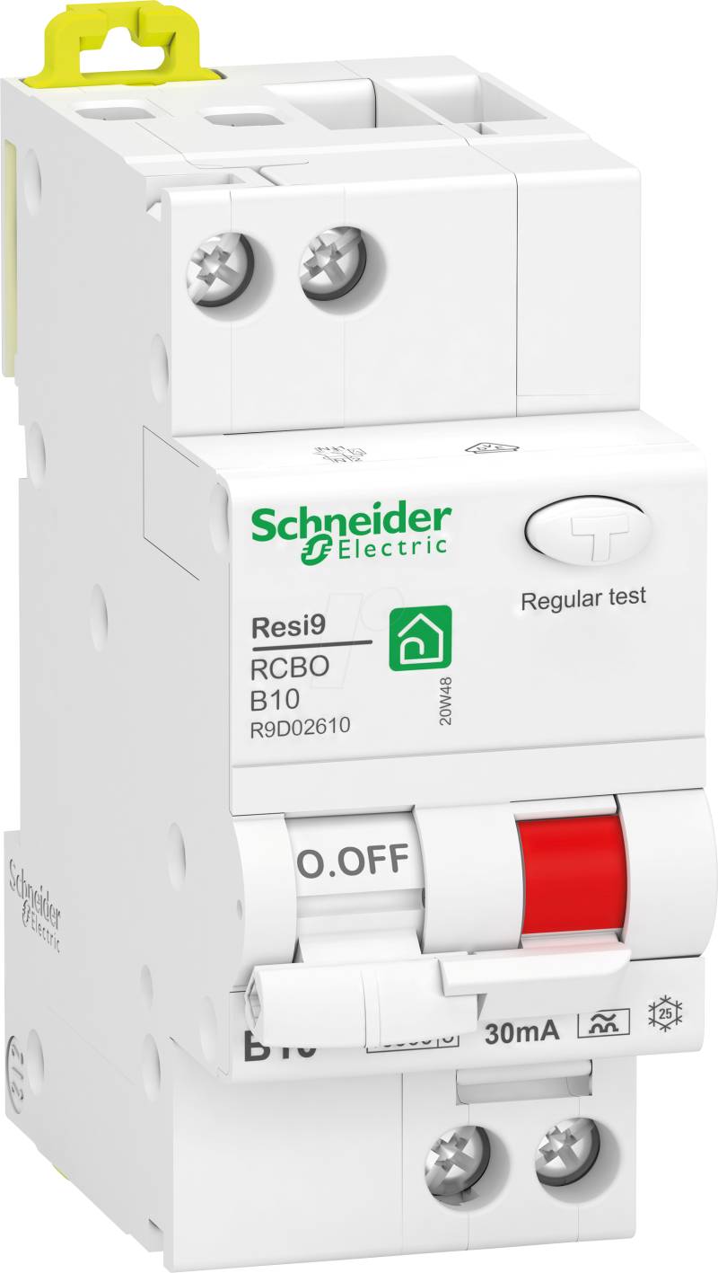 R9D02610 - FI/LS-Schalter Resi9 1P+N, 10A, B-Char., 30mA, Typ A, 10kA von Schneider Electric