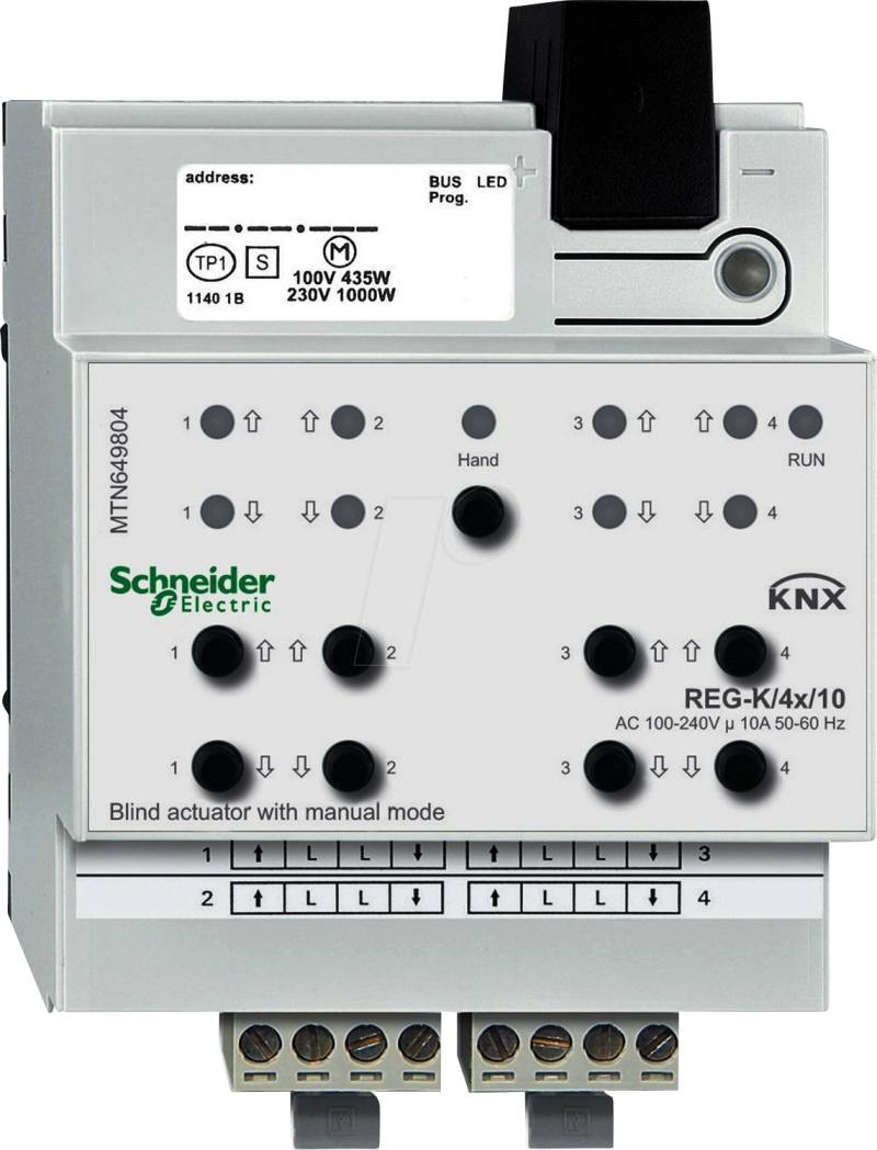 SE MTN649804 - Jalousieaktor REG-K/4x/10 mit Handbetätigung, lichtgrau von Schneider Electric