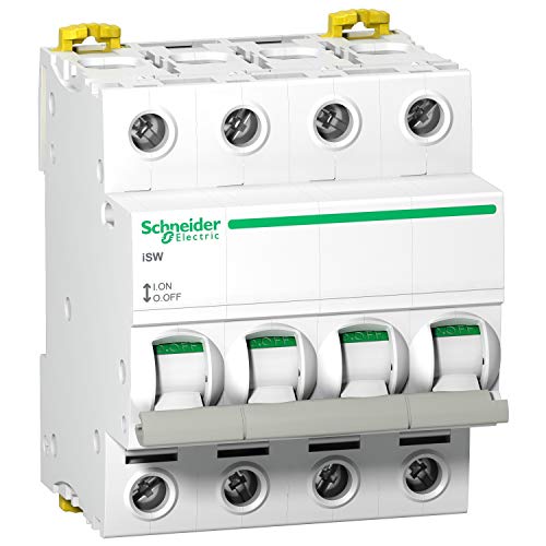 Schneider A9S65440 Lastlasttrennschalter Isw, 4P, 40A, 240V AC, weiß, 73mm x 72mm x 85mm von Schneider Electric