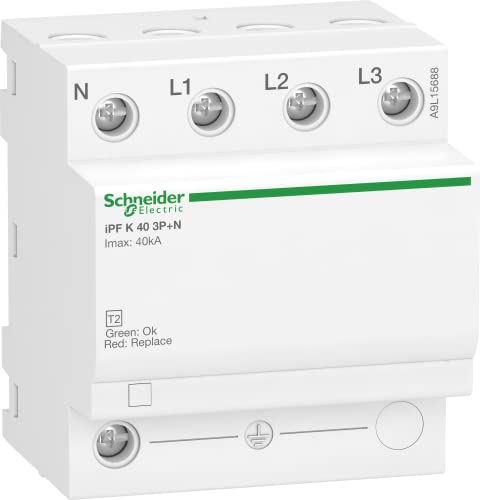 Schneider Electric A9L15688 Überspannungsableiter iPF K 40, Typ 2, 3P+N, Imax 40kA, In 15kA, TT & TN-S von Schneider Electric