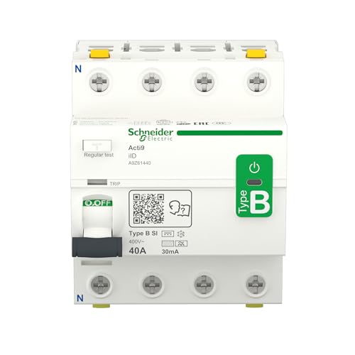 Schneider Electric A9Z61440 Fehlerstrom-Schutzschalter (FI) Allstromsensitiv Acti9-iID, 4-polig, 40A, 30mA, Typ B-SI von Schneider Electric