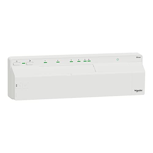 Schneider Electric CCTFR6610 Wiser Smart Home Fußbodenheizungssteuerung Standalone oder per App, Verteilerleiste für Heizen, Regelt Ventile der Fußbodenheizung, Perfekte Fußbodenheizungskontrolle von Schneider Electric