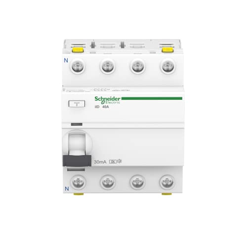 Schneider Electric Fehlerstrom-Schutzschalter FI SCHALTER ACTI9 IID 4P 40A 30MA TYP A, A9Z21440 von Schneider Electric