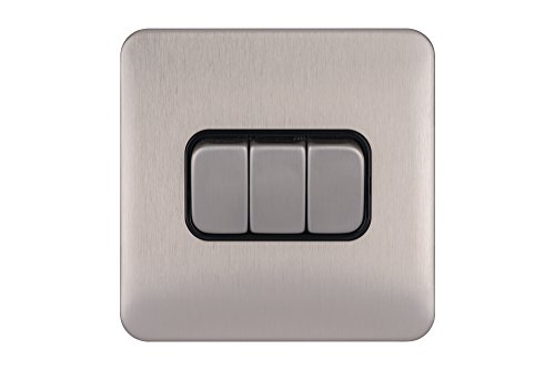 Schneider Electric GGBL1032BSSS Screwless Deco Lisse 10AX 3G 2W Switch BSS, 240 V, Edelstahl/Schwarz, 3 Gangs Schneider Electric GGBL1032BSSS Screwless Deco Lisse 10AX 3G 2W Switch BSS, 240 V, Edelstahl/Schwarz, 3 Gangs von Schneider Electric