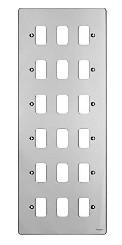 Schneider Electric GUG18GMS Ultimate flache Platte, Blende für 18 Schalter, mit Einbaurahmen, Poliertes Chrom Schneider Electric GUG18GMS Ultimate flache Platte, Blende für 18 Schalter, mit Einbaurahmen, Poliertes Chrom von Schneider Electric